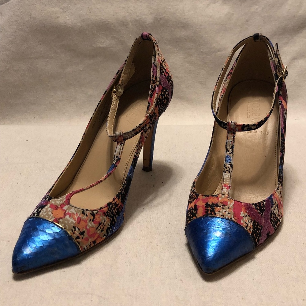 JCrew Everly Cap Toe Printed T-strap Pump-Pre❤️’d